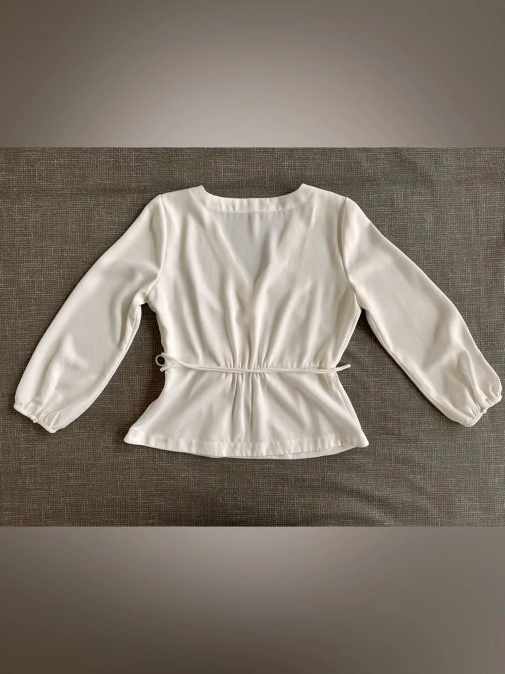 J.Crew Wrap Style Blouse Women’s Size 12 Ivory Long Sleeve Tie Waist Top